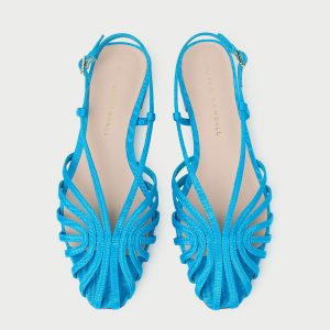 Loeffler Randall Devon Blue Moiré Slingback Sandal