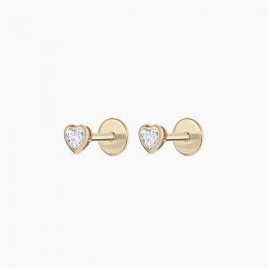 Gorjana 14K Lab Grown Diamond Heart Flat Back Studs