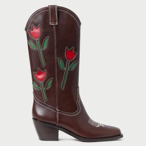 Loeffler Randall Wilder Espresso Leather Tulip Boot