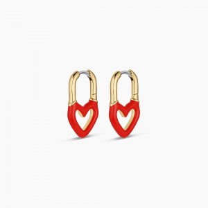 Gorjana Open Heart Enamel Padlock Huggies