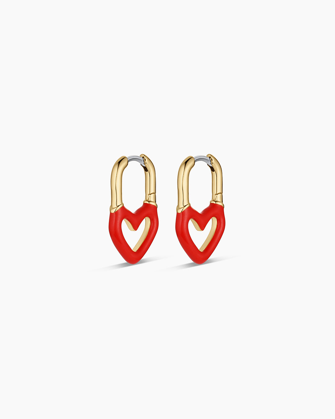 Gorjana Open Heart Enamel Padlock Huggies