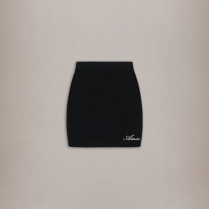 Amiri WOMEN - WOMEN'S SCRIPT RIB KNIT MINI SKIRT - Black