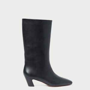 Loeffler Randall Cleo Black Leather Mid-Calf Boot