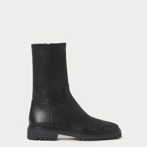 Loeffler Randall Danny Black Leather Lug Boot