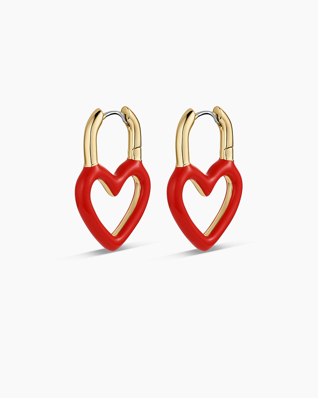 Gorjana Open Heart Enamel Padlock Hoops