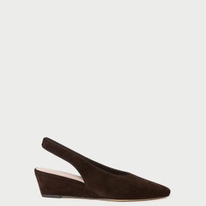 Loeffler Randall Hyla Brown Suede Slingback Wedge