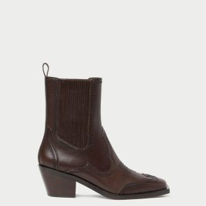 Loeffler Randall Agnes Brown Leather Western Boot
