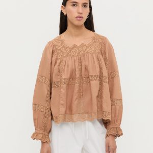 Loeffler Randall Pauline Embroidered Lace Blouse