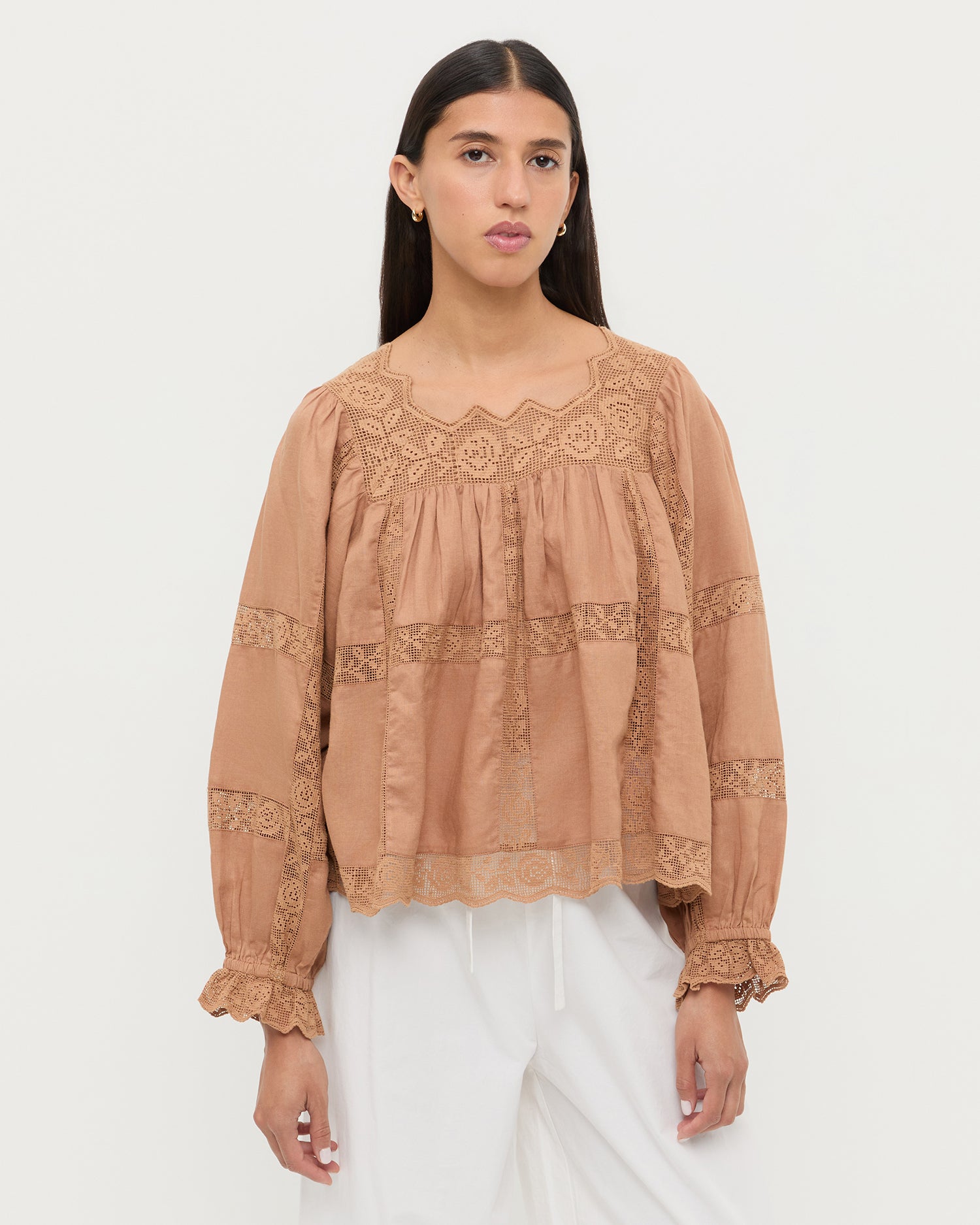 Loeffler Randall Pauline Embroidered Lace Blouse