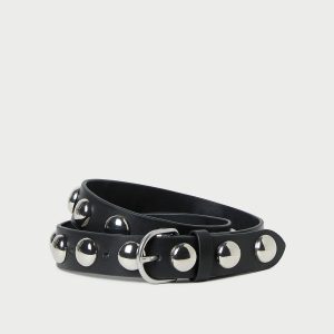 Loeffler Randall Issa Black/Silver Studded Belt