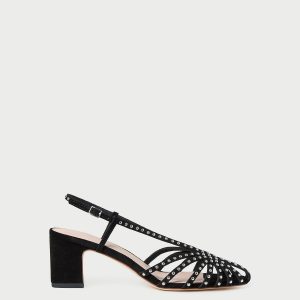 Loeffler Randall Priscilla Black/Silver Suede Heeled Sandal