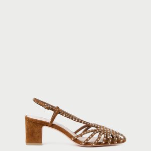 Loeffler Randall Priscilla Cacao/Silver Suede Heeled Sandal