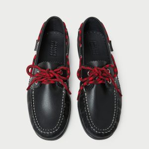 Loeffler Randall Franco Black Leather Boat Shoe