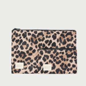 Loeffler Randall Tracy Brown/Leopard Pouch Set