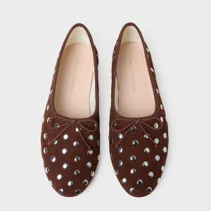 Loeffler Randall Landon Espresso/Silver Suede Ballet Flat