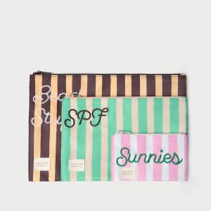 Loeffler Randall Murphy Embroidered Stripe Pouch Set