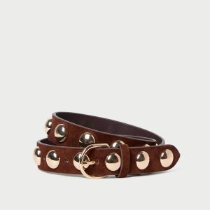 Loeffler Randall Issa Espresso/Champagne Studded Belt