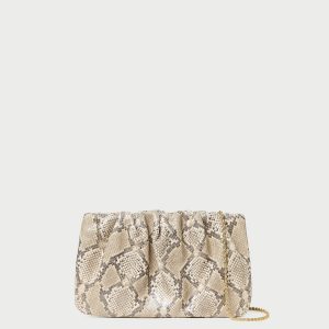 Loeffler Randall Serena Snake Leather Gathered Clutch