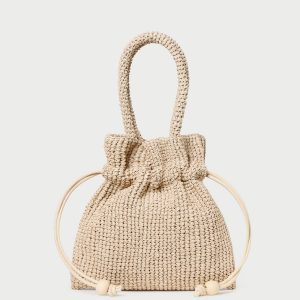 Loeffler Randall Kylie Natural Raffia Drawstring Pouch