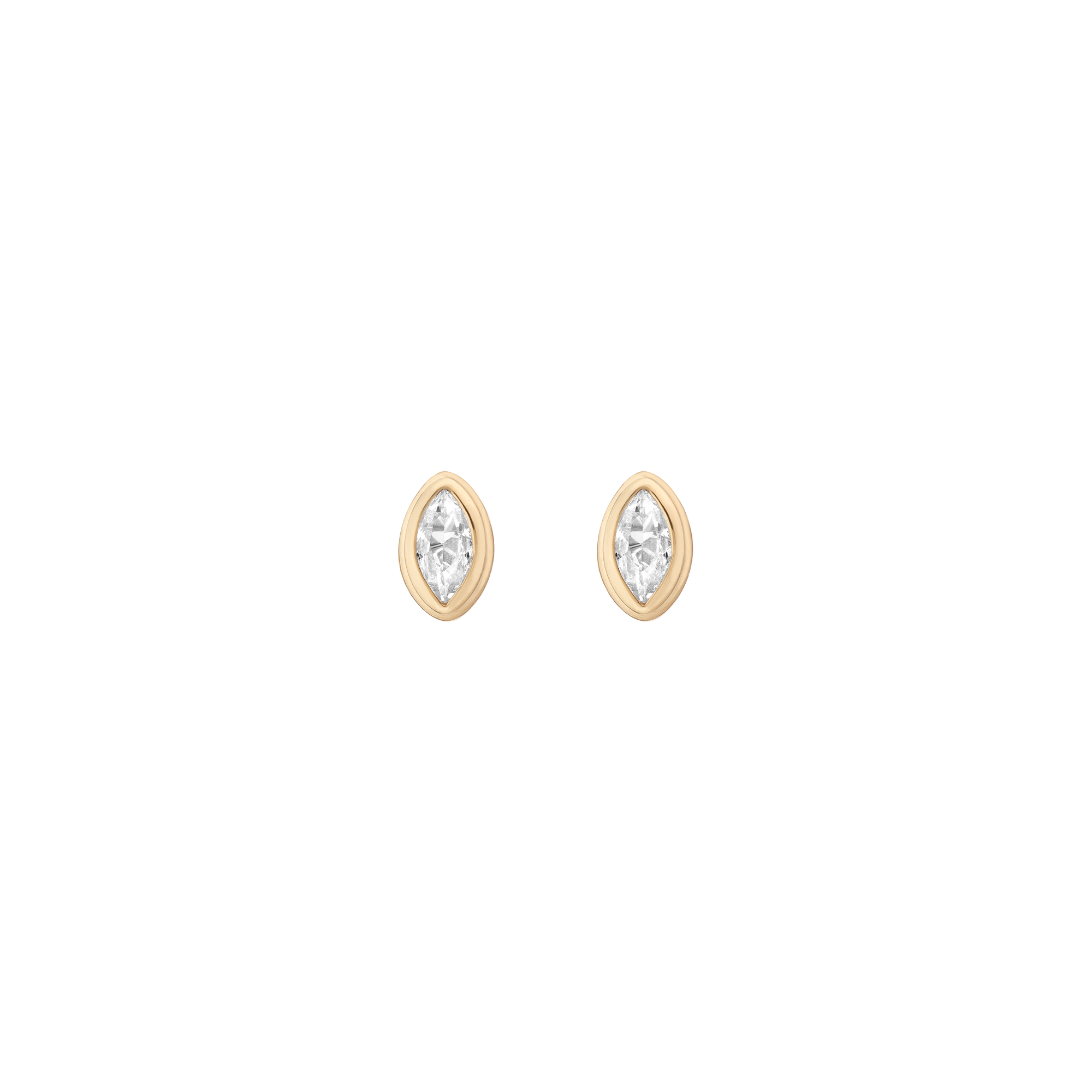 Auratenewyork Double Bezel Marquise Lab Grown White Sapphire Stud Earrings
