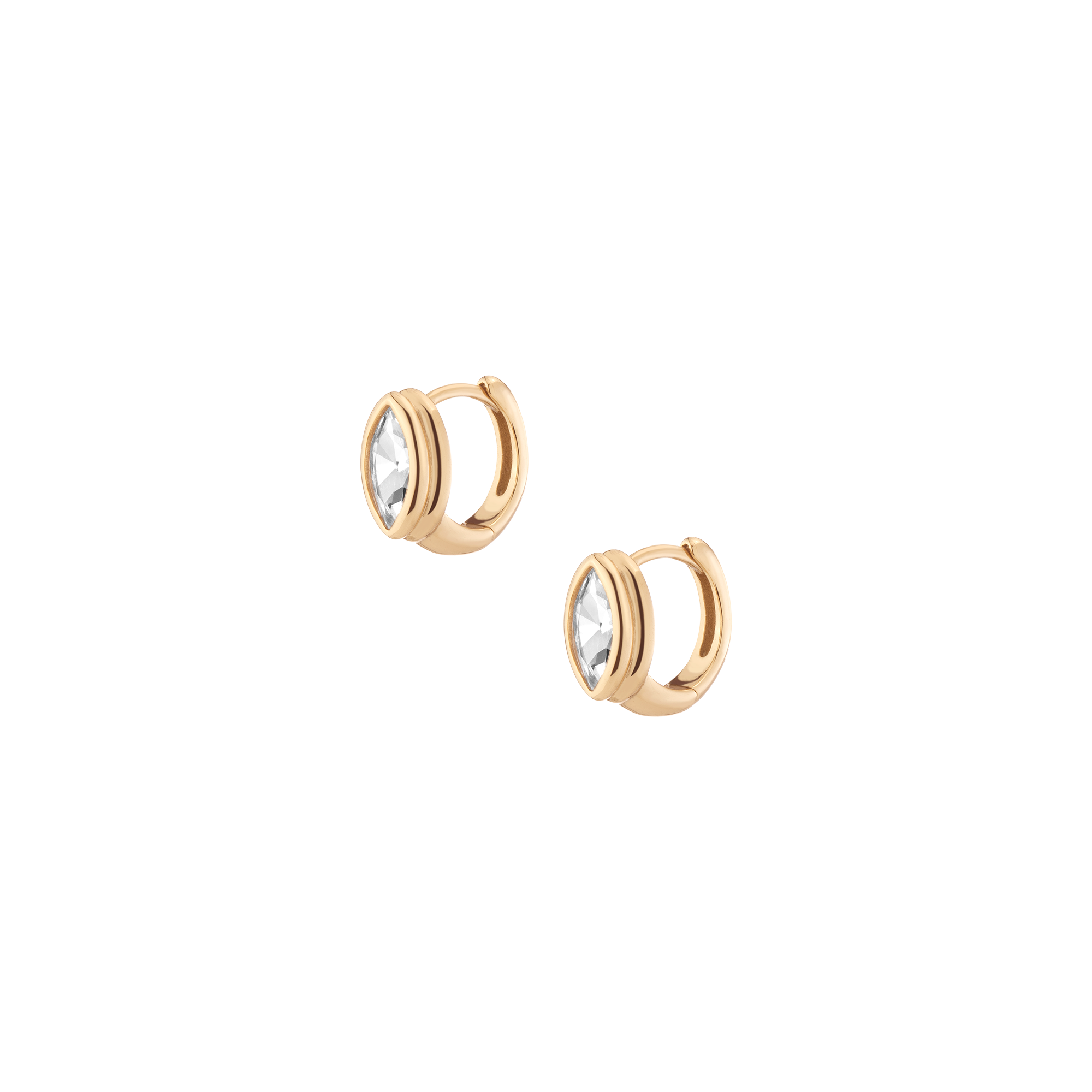 Auratenewyork Double Bezel Marquise Lab Grown White Sapphire Huggie Earrings