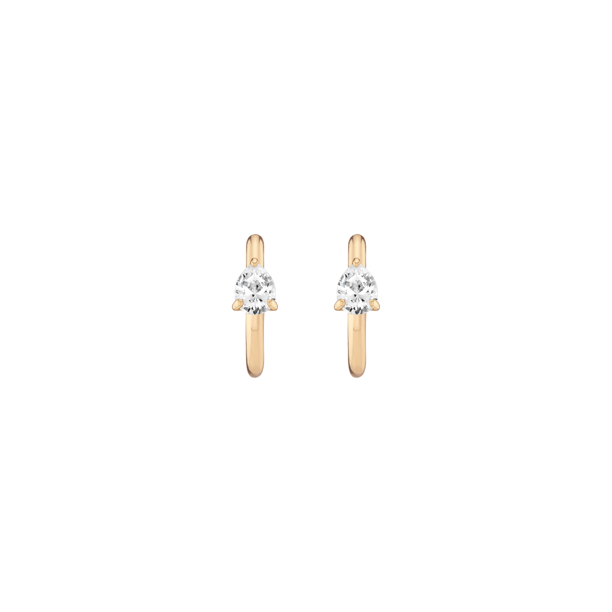Auratenewyork Pear Lab Grown White Sapphire Solitaire Huggie Earrings