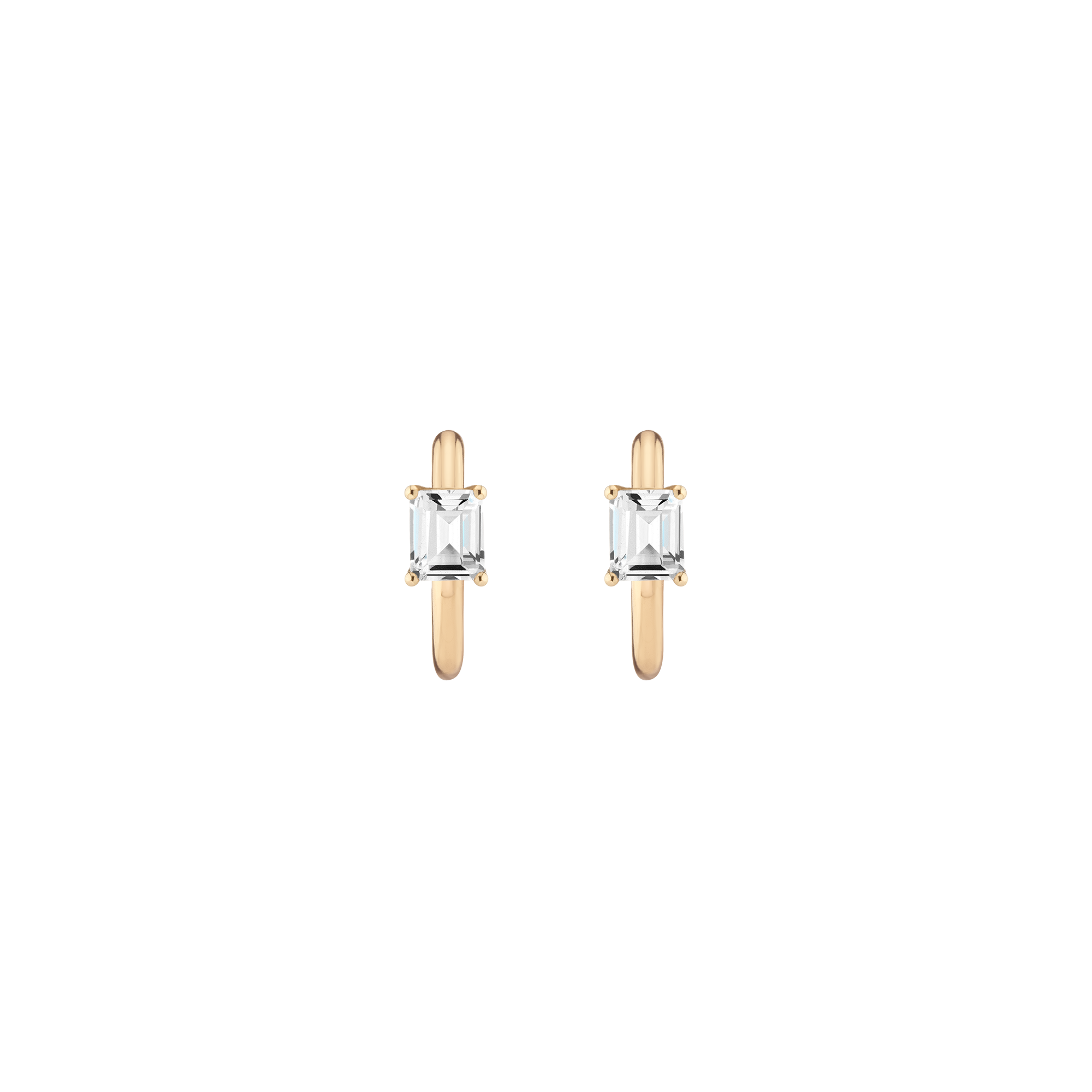 Auratenewyork Emerald Lab Grown White Sapphire Solitaire Huggie Earrings