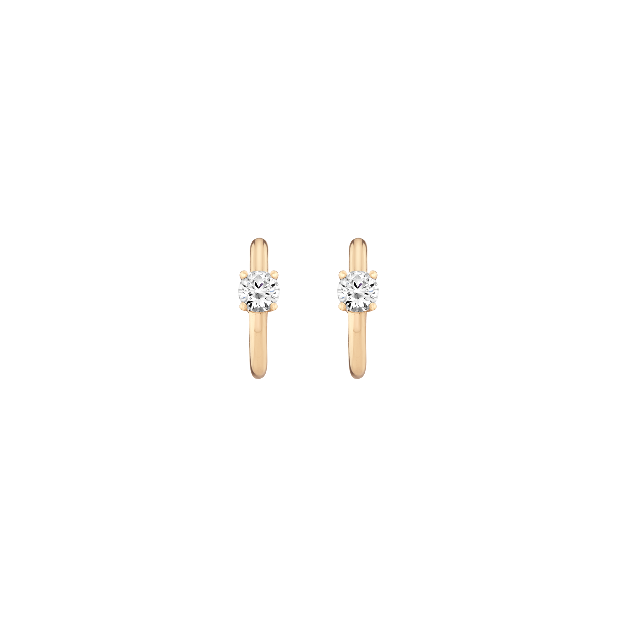 Auratenewyork Round Lab Grown White Sapphire Solitaire Huggie Earrings