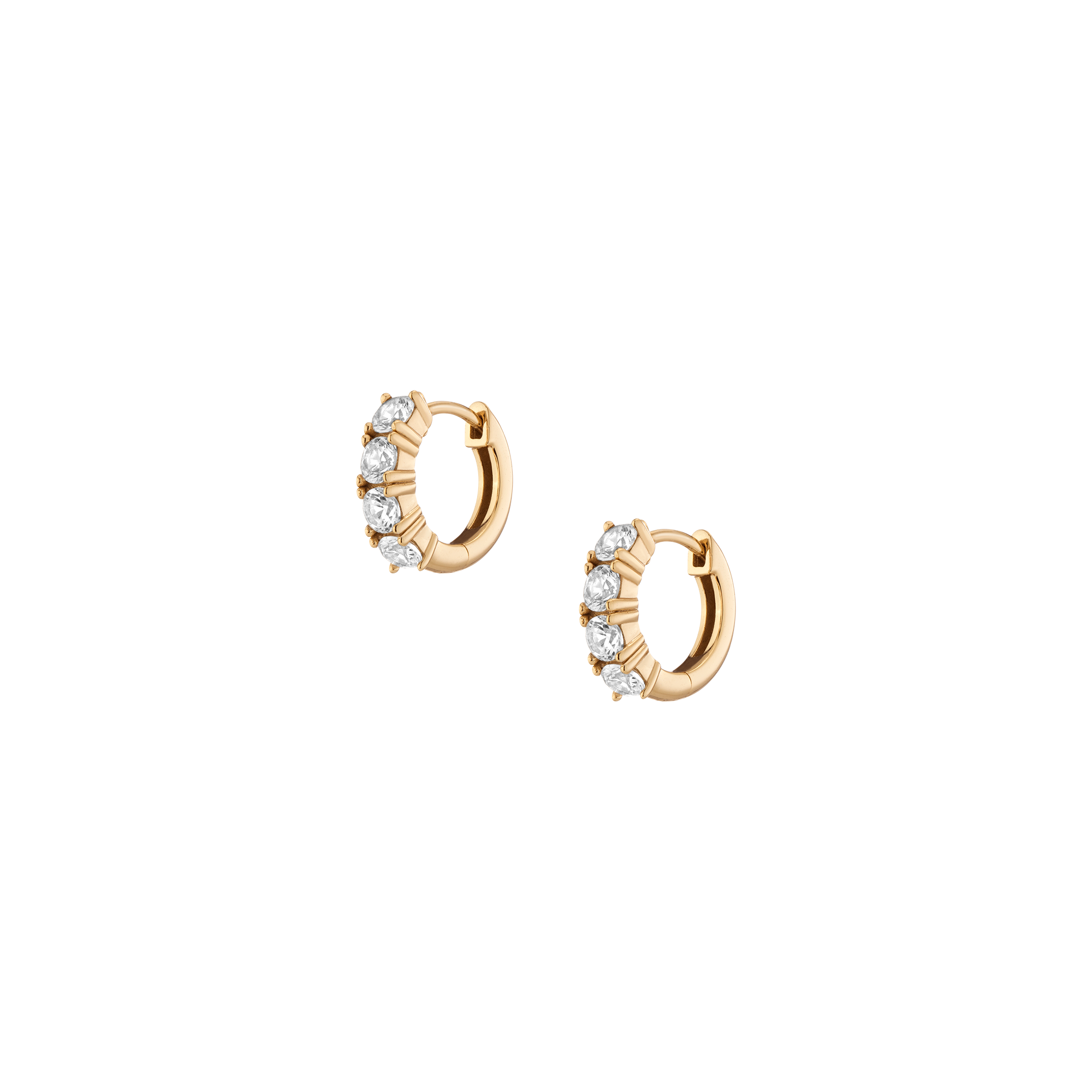 Auratenewyork Bold Lab Grown White Sapphire Huggie Earrings