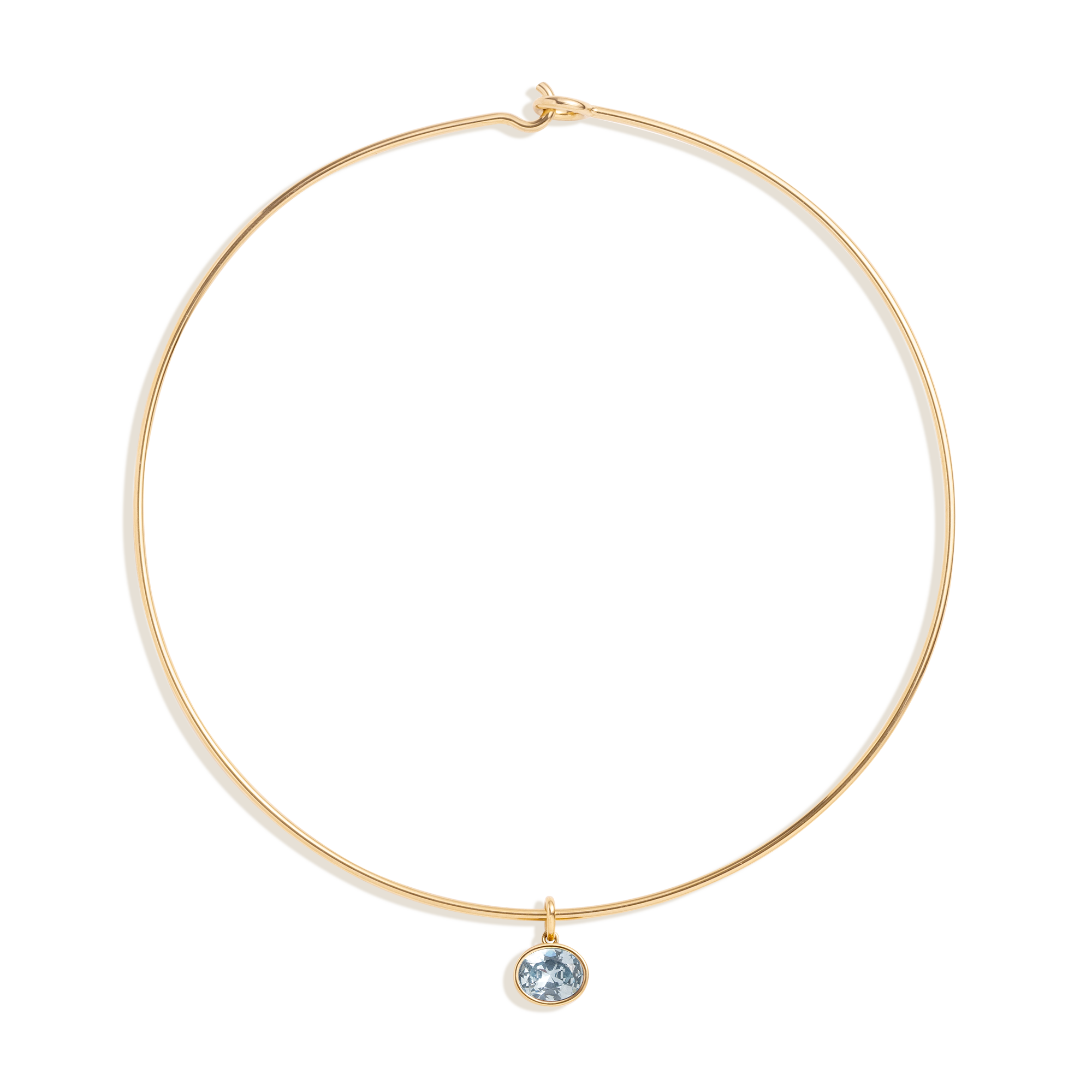 Auratenewyork Lab Grown Aquamarine Oval Pendant Collar Necklace