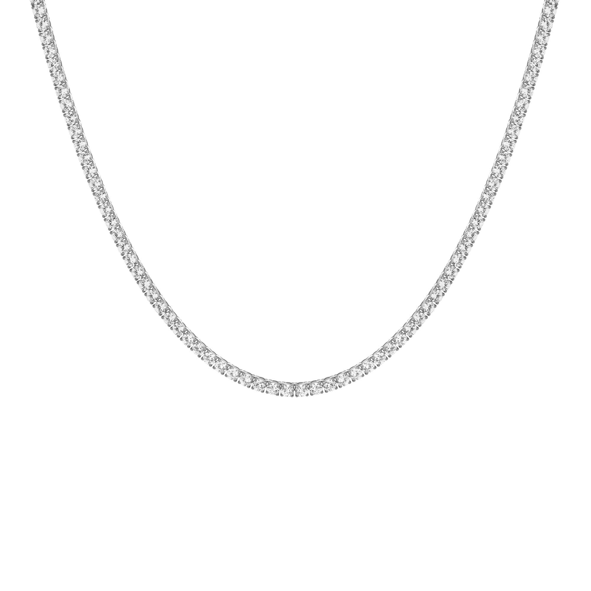 Auratenewyork Unbreakable Lab Grown White Sapphire Tennis Necklace