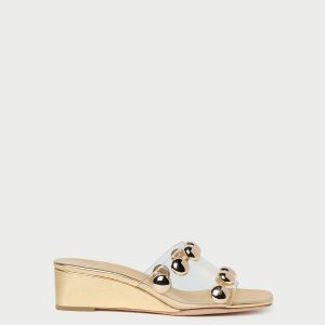 Loeffler Randall Enya Gold/Champagne Studded Wedge