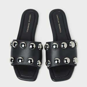 Loeffler Randall Hayes Black/Silver Studded Sandal