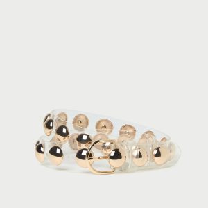 Loeffler Randall Issa Clear/Champagne Studded Belt