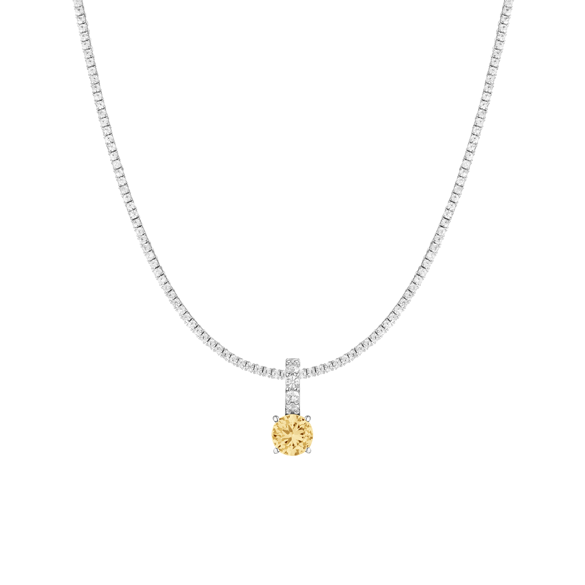 Auratenewyork 7ct Round Tennis Charm Necklace Set