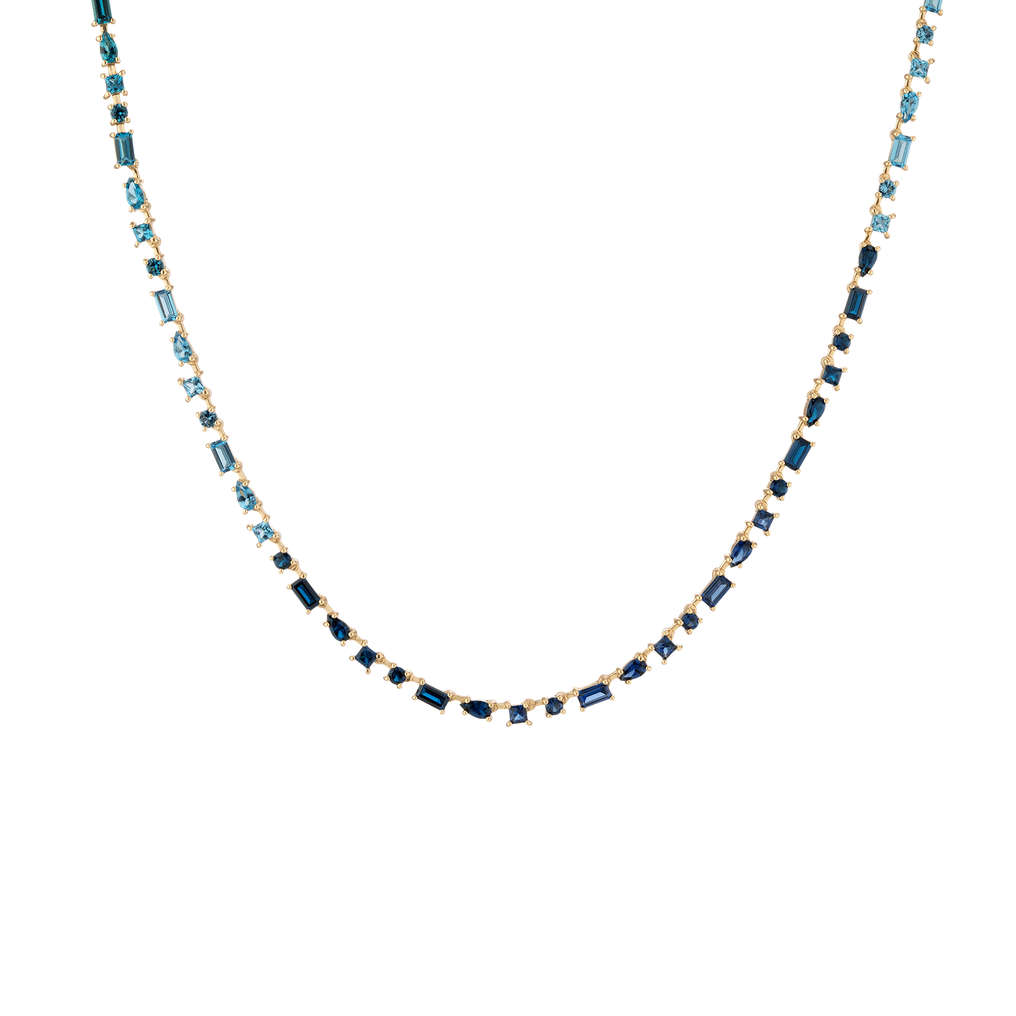Auratenewyork Blue Ombré Mosaic Tennis Necklace