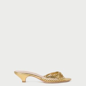 Loeffler Randall Dixie Gold Leather Kitten Heel