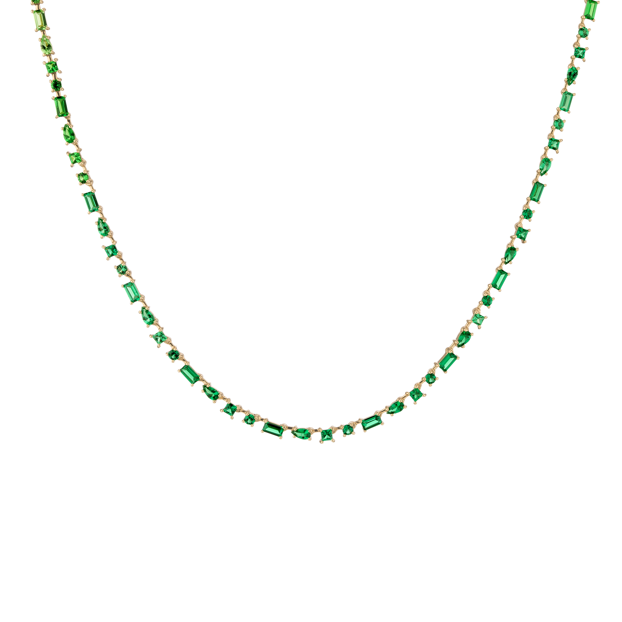 Auratenewyork Green Ombré Mosaic Tennis Necklace