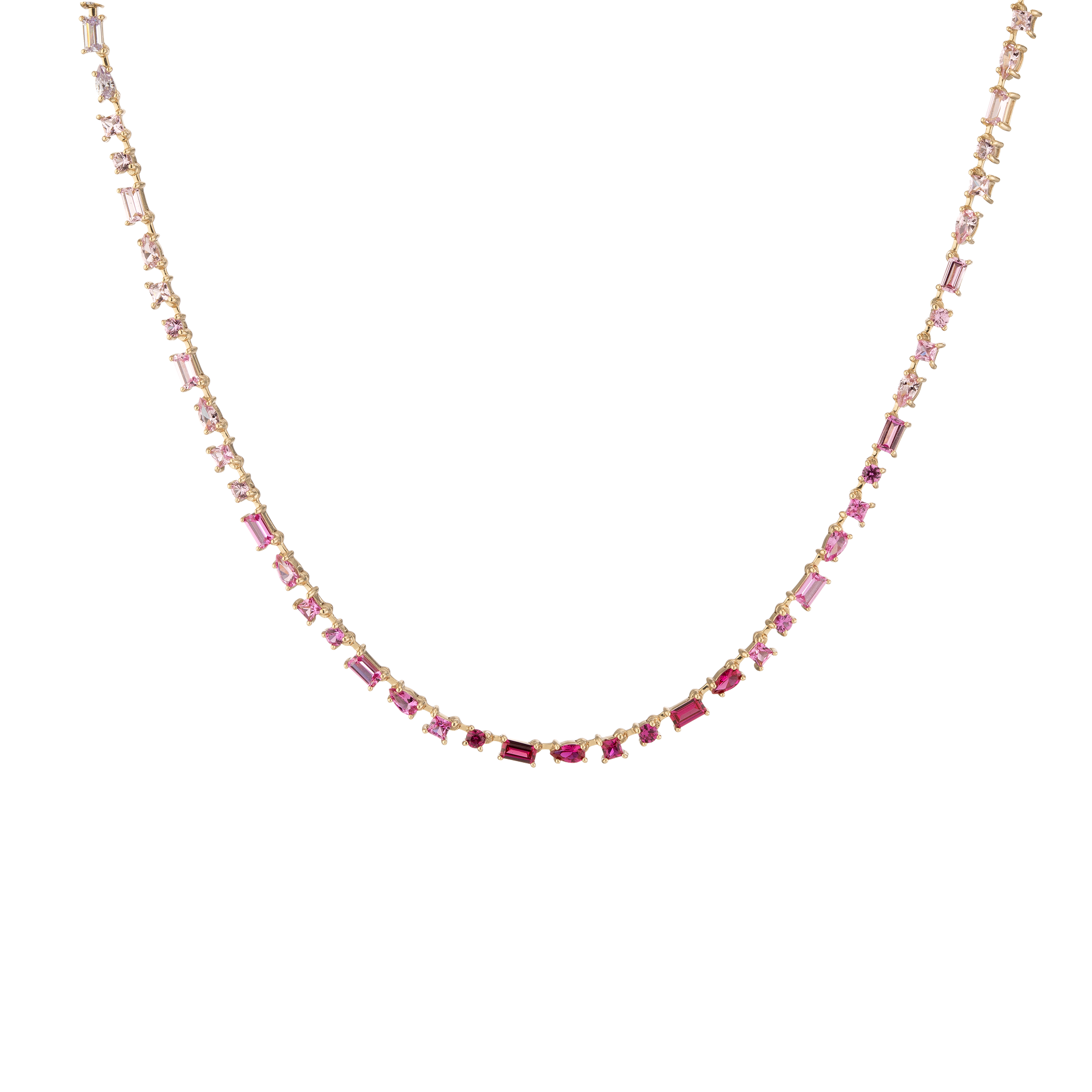 Auratenewyork Pink Ombré Mosaic Tennis Necklace