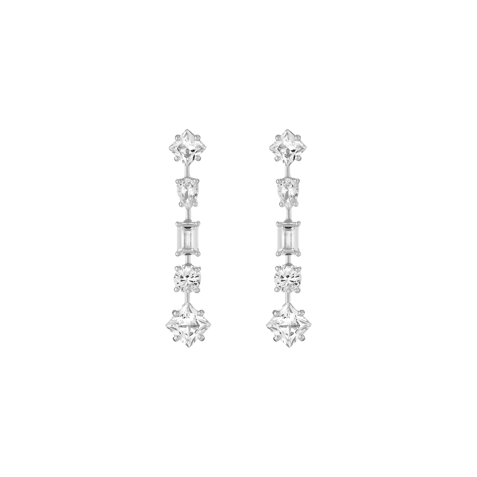 Auratenewyork Lab Grown White Sapphire Mosaic Tennis Earrings