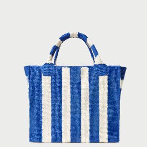 Loeffler Randall Sol Blue Striped Crochet Beach Tote
