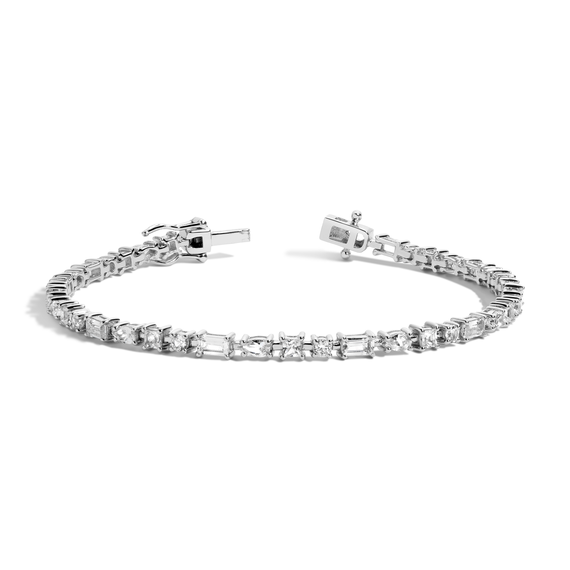 Auratenewyork Lab Grown White Sapphire Mosaic Tennis Bracelet