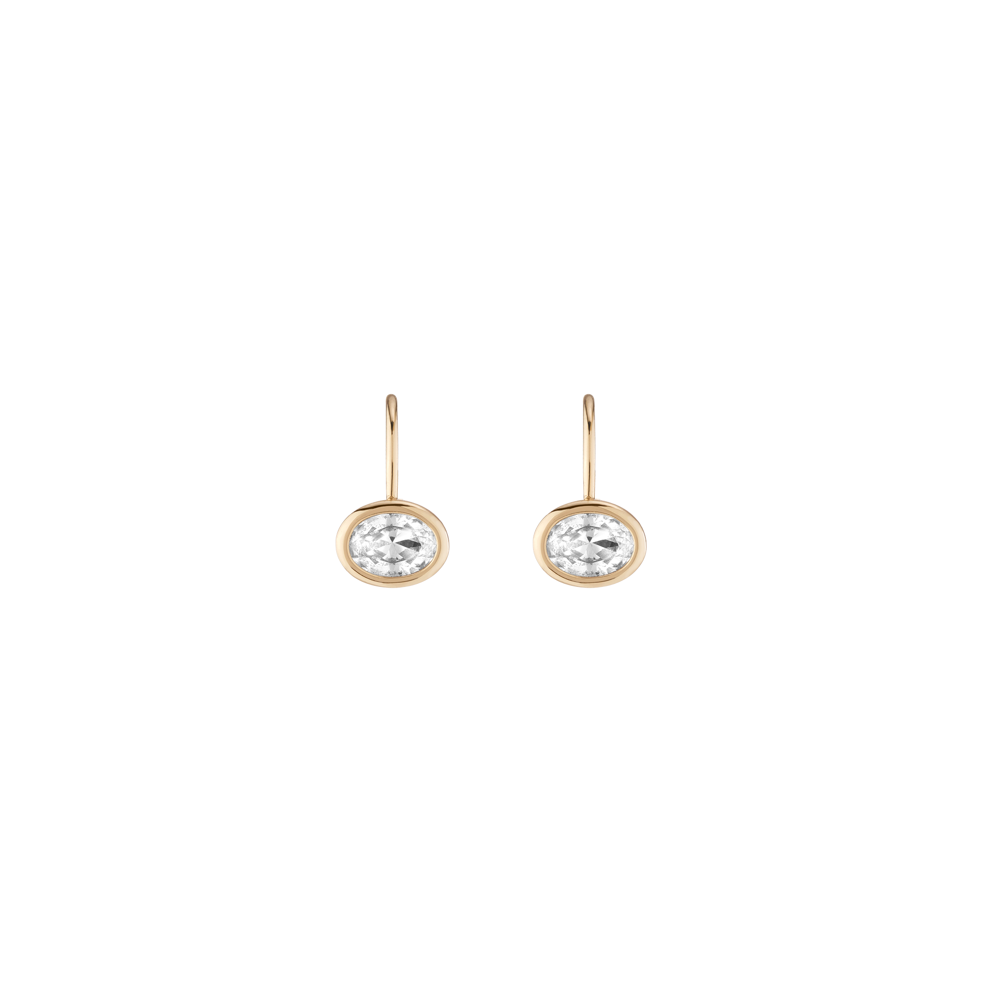 Auratenewyork Oval Lab Grown White Sapphire Bezel Drop Earrings