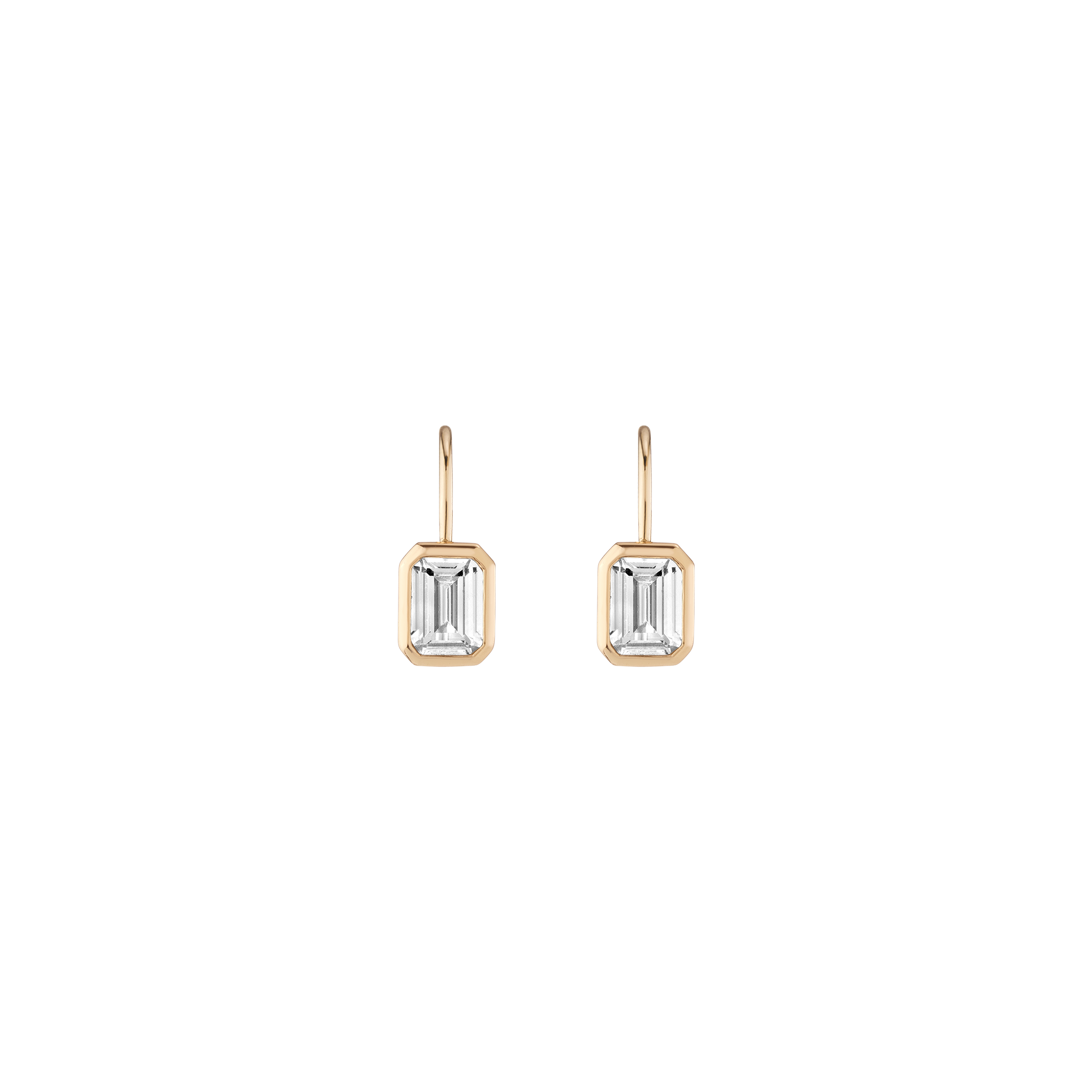 Auratenewyork Emerald Lab Grown White Sapphire Bezel Drop Earrings