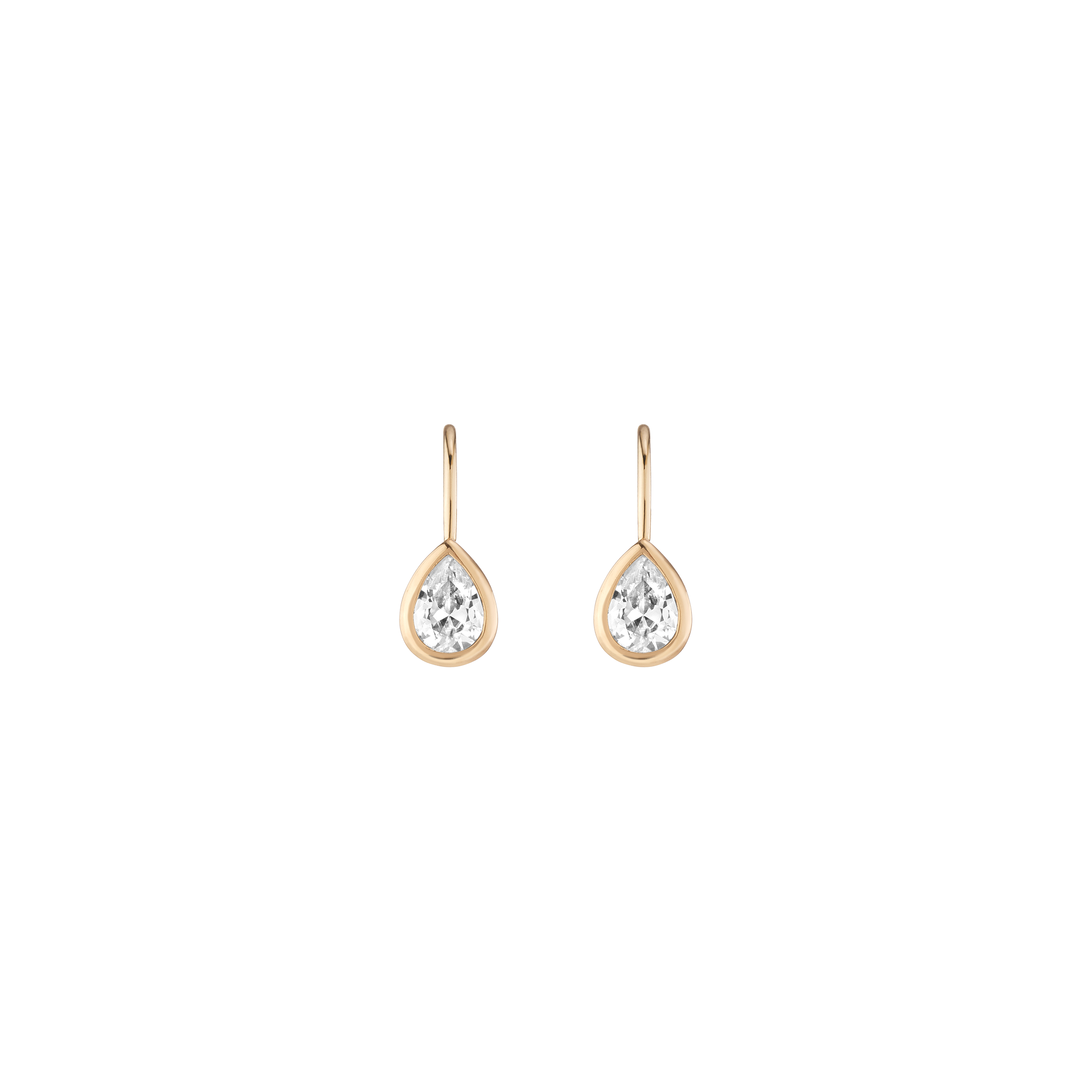 Auratenewyork Pear Lab Grown White Sapphire Bezel Drop Earrings