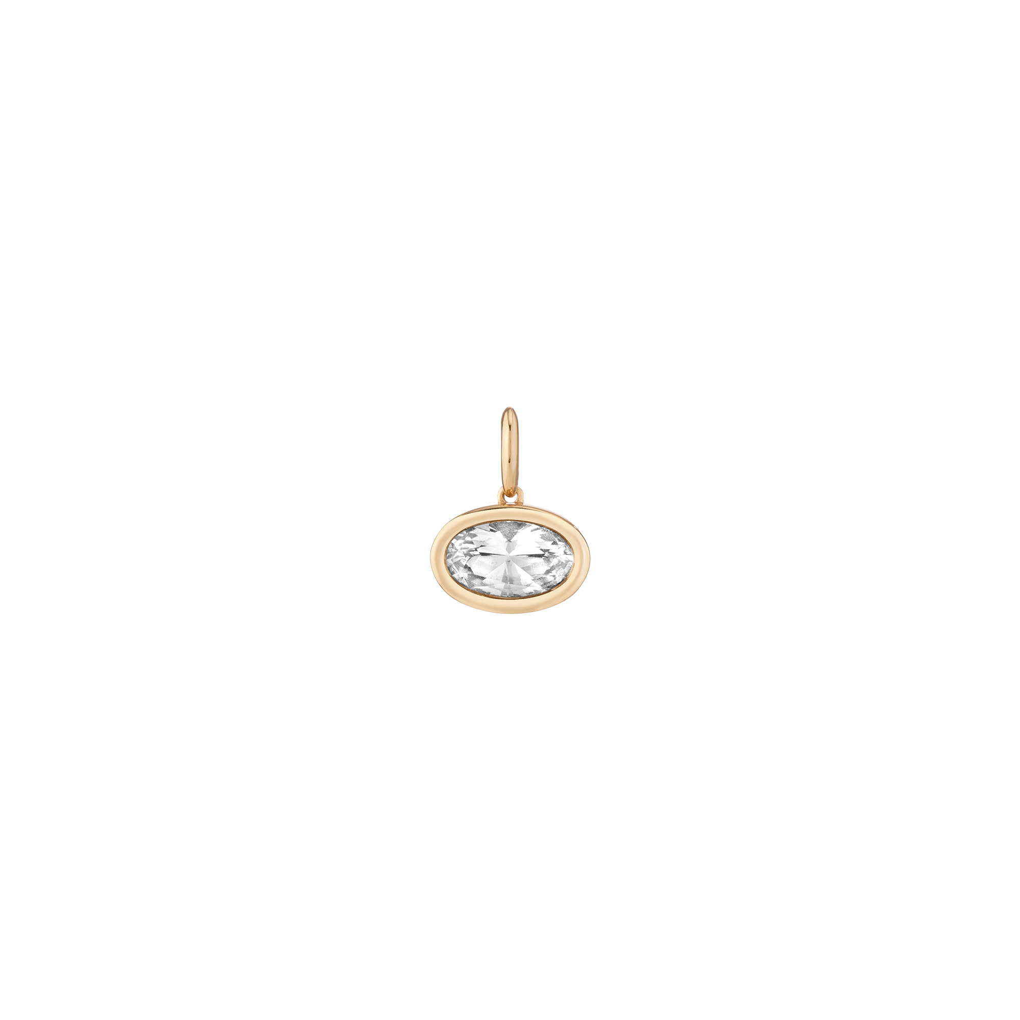 Auratenewyork Oval Lab Grown White Sapphire Bezel Pendant
