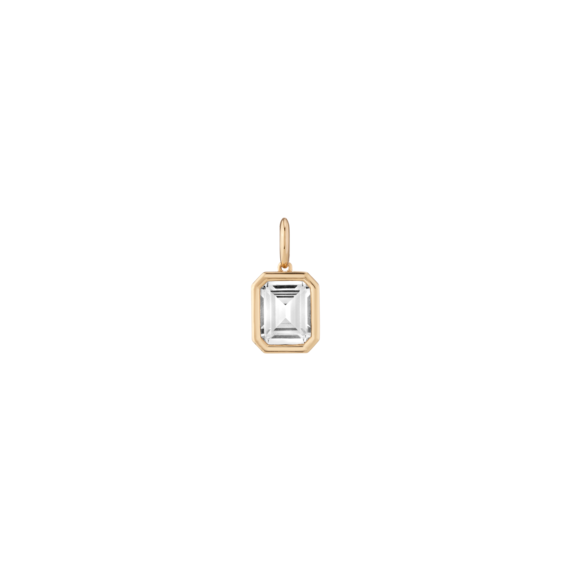 Auratenewyork Emerald Lab Grown White Sapphire Bezel Pendant