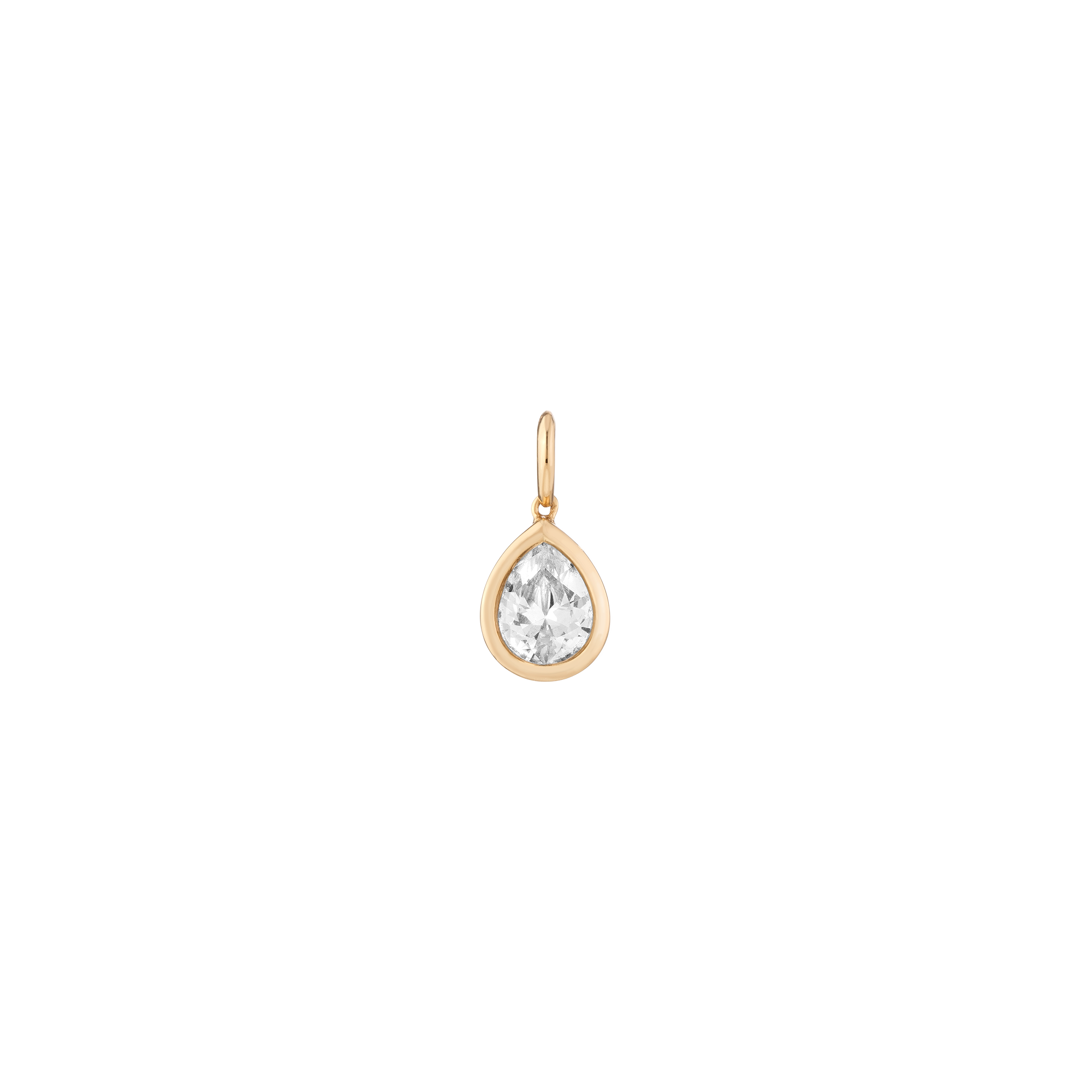 Auratenewyork Pear Lab Grown White Sapphire Bezel Pendant