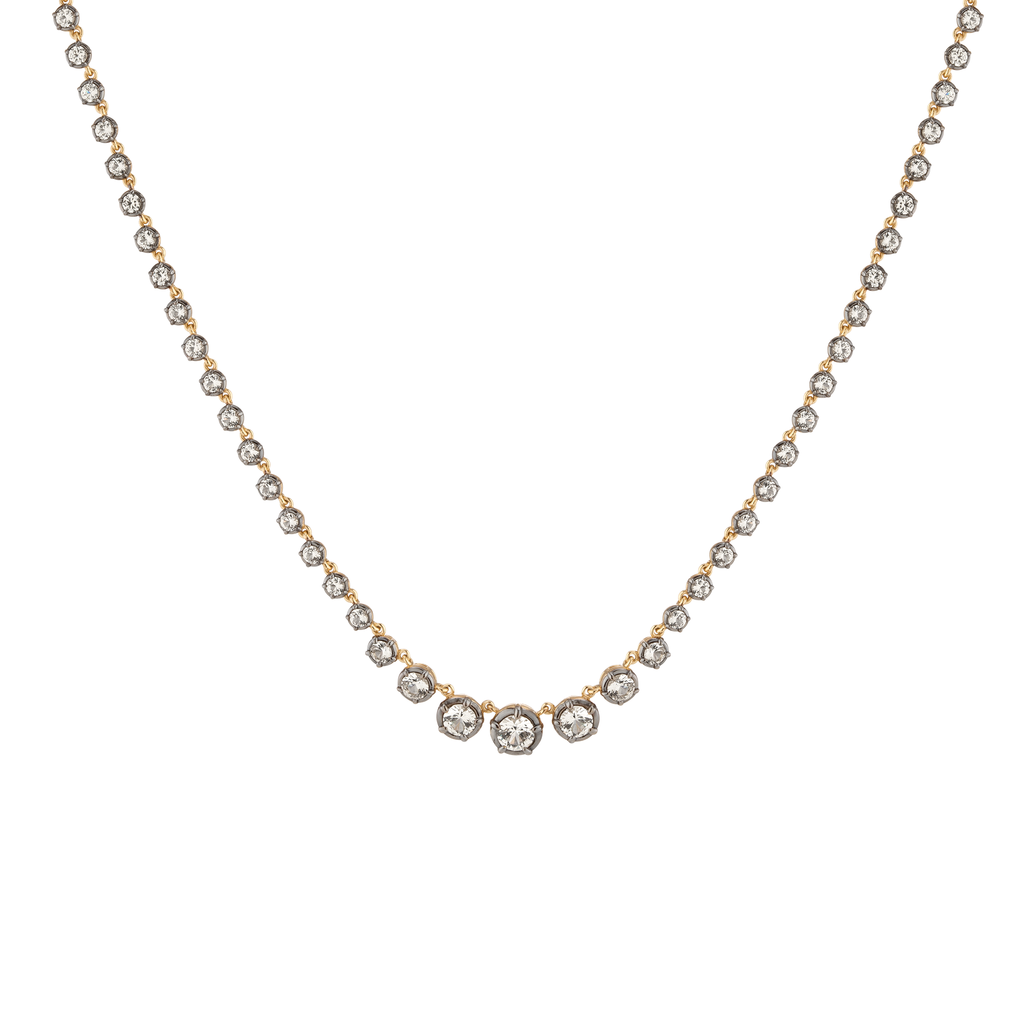 Auratenewyork Black Rhodium Graduated Georgian Tennis Necklace
