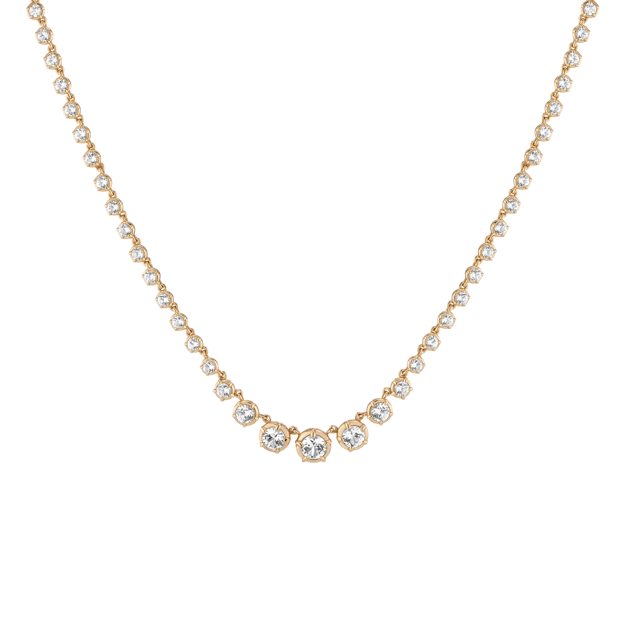 Auratenewyork Lab Grown White Sapphire Graduated Georgian Tennis Necklace